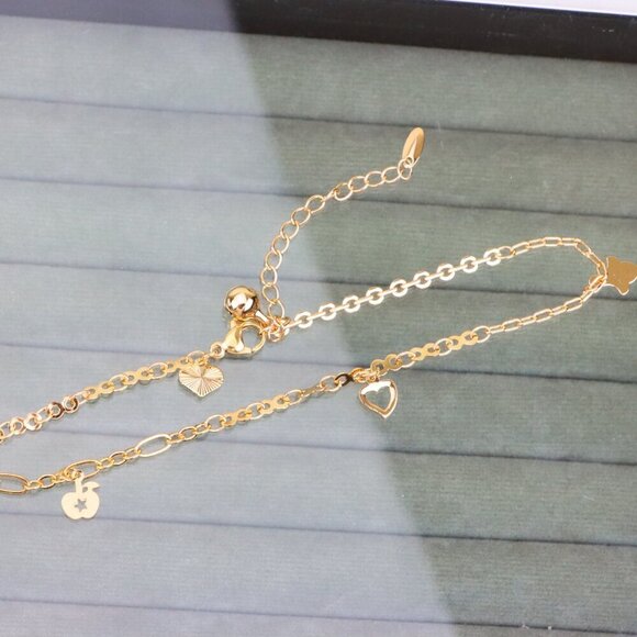 "Rose Gold Heart & Charm Anklet with Adjustable Link Chain, XPAL1076 - Picture 10 of 12